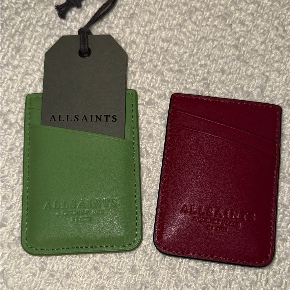 All Saints Green and Red Leather Cardholders firm price or 1 for $65